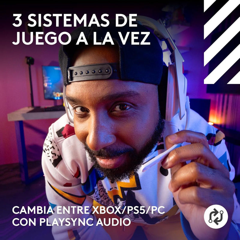 Auriculares Gamer Inalámbricos Logitech Astro A50 (5ta Gen) LIGHTSPEED + Base PLAYSYNC, Blanco
