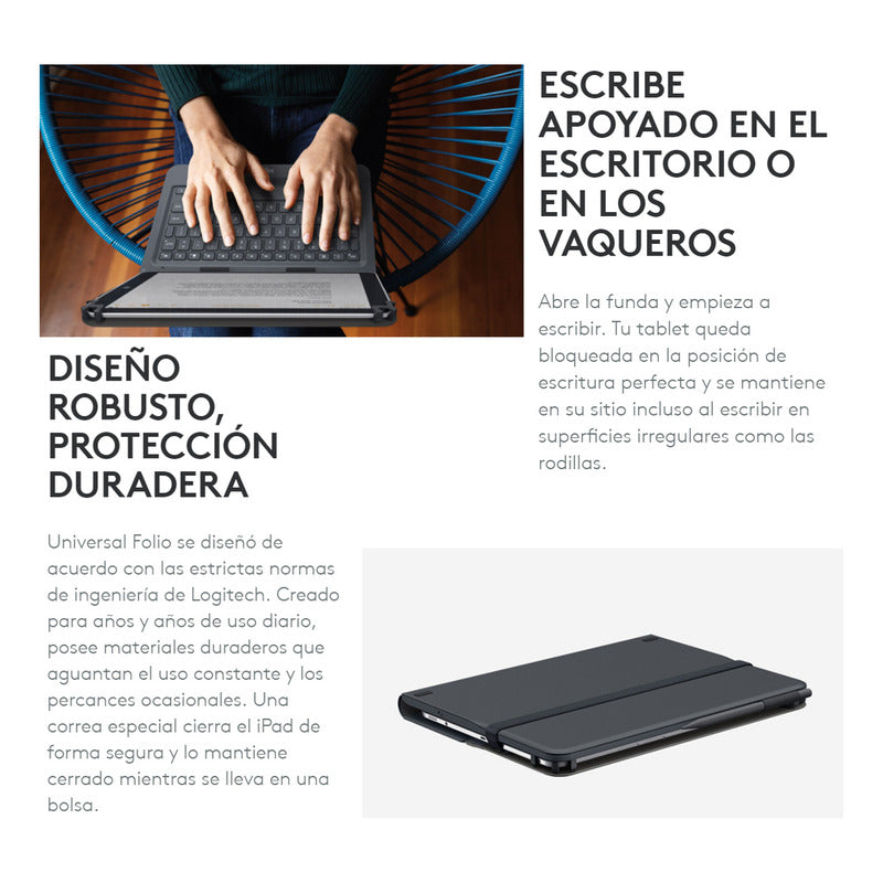 Universal Folio Logitech, Teclado iPad Y Tablet De 9''-10''