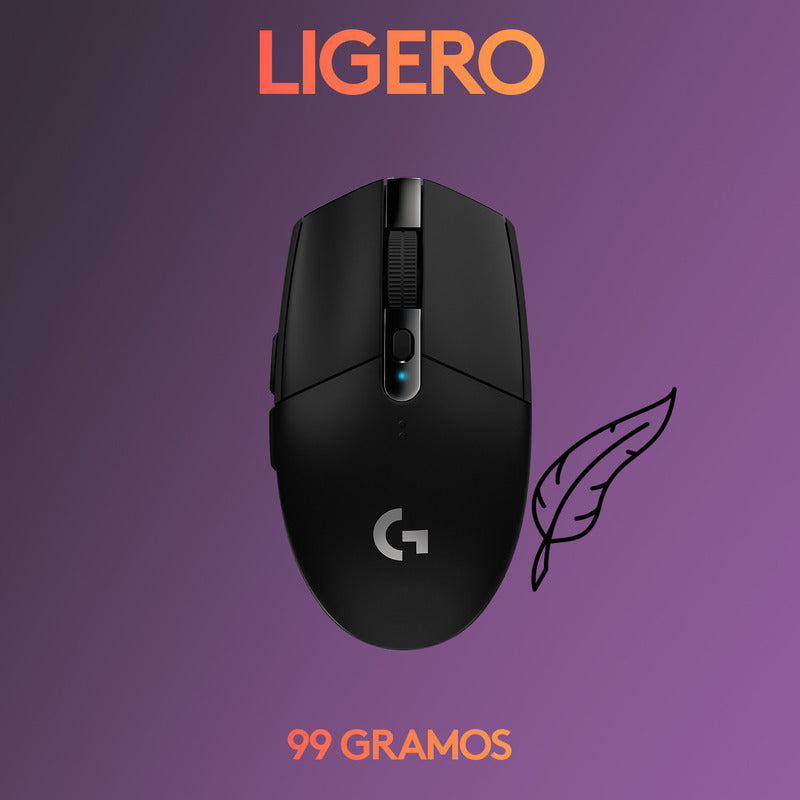 Mouse Gamer Inalámbrico Logitech G305 LIGHTSPEED HERO 12000 DPI 6 Botones - Negro + Pad Mouse Gamer Logitech G240 con Superficie de Tela