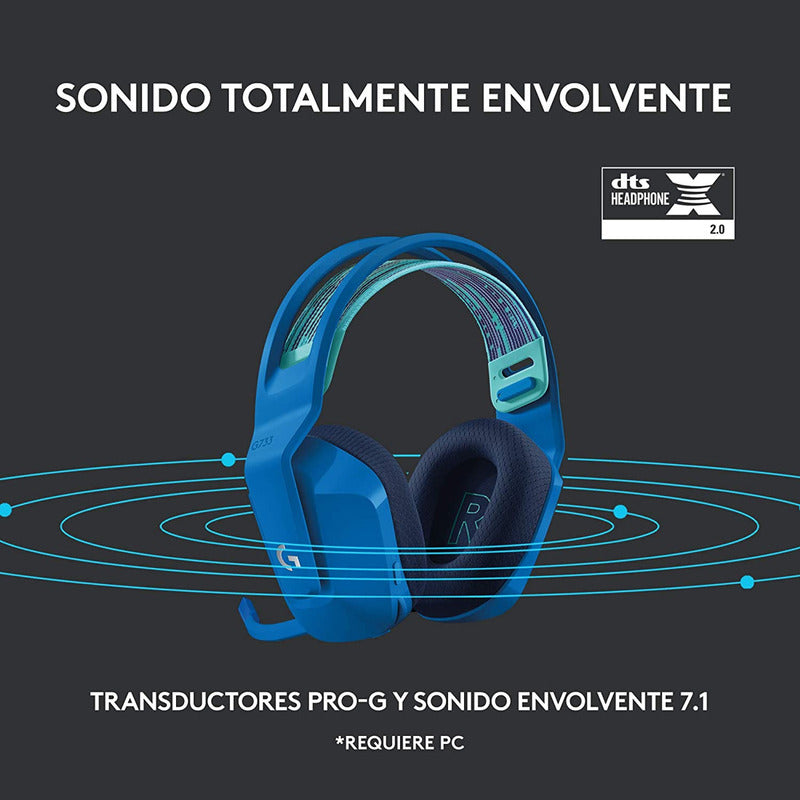 Diadema Gamer Logitech G733, Rgb Inalámbrica / 7.1 - Azul