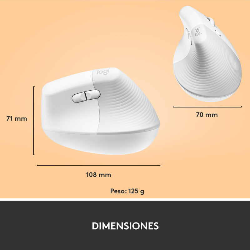 Mouse Ergonómico Logitech Lift Vertical Avanzado, Blanco