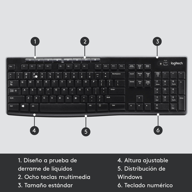 Teclado Inalámbrico Multimedia Logitech K270 Unifying
