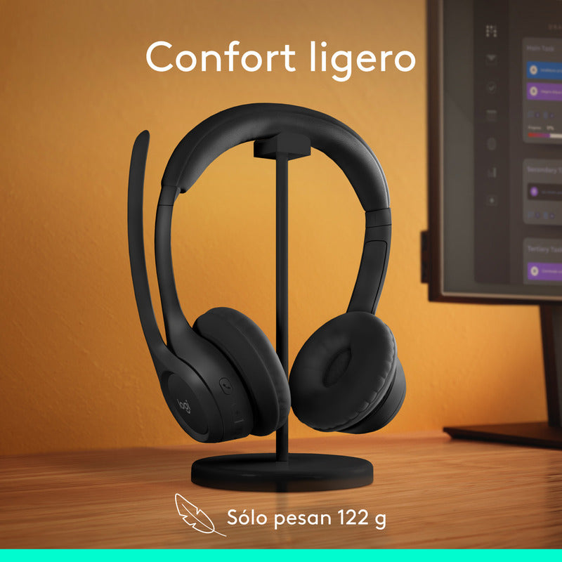 Auriculares Inalámbricos Bluetooth Logitech Zone 300 con Micrófono, Negro + Obsequio Soporte para Diadema