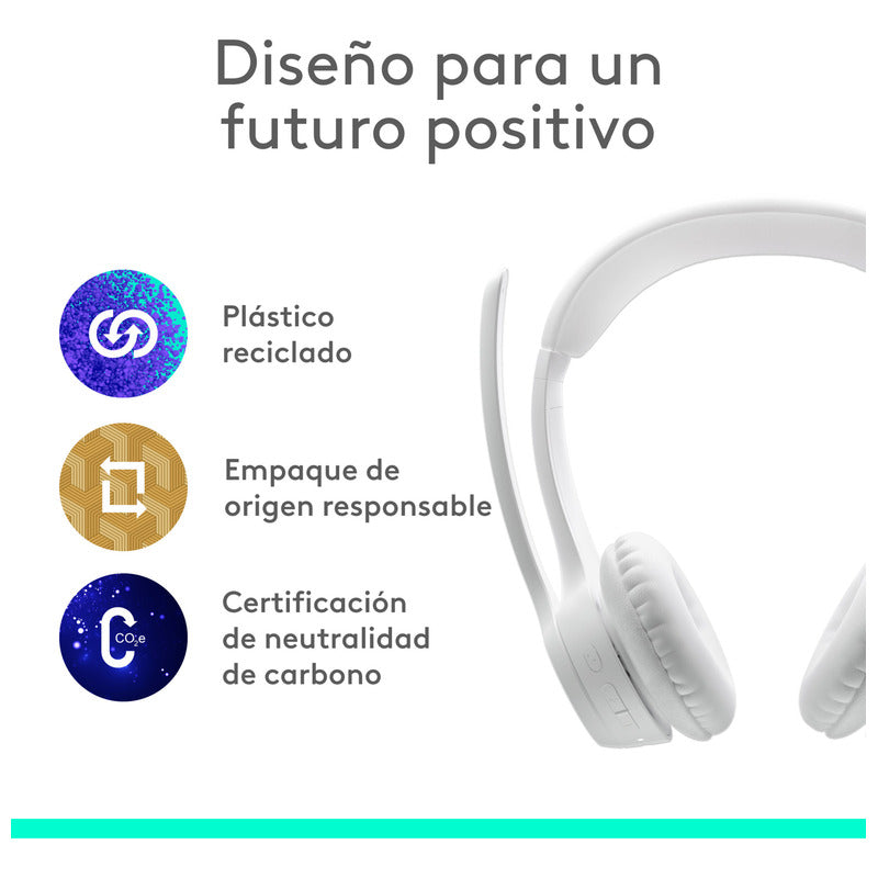 Auriculares Inalámbricos Bluetooth Logitech Zone 300 con Micrófono, Blanco + Obsequio Soporte para Diadema
