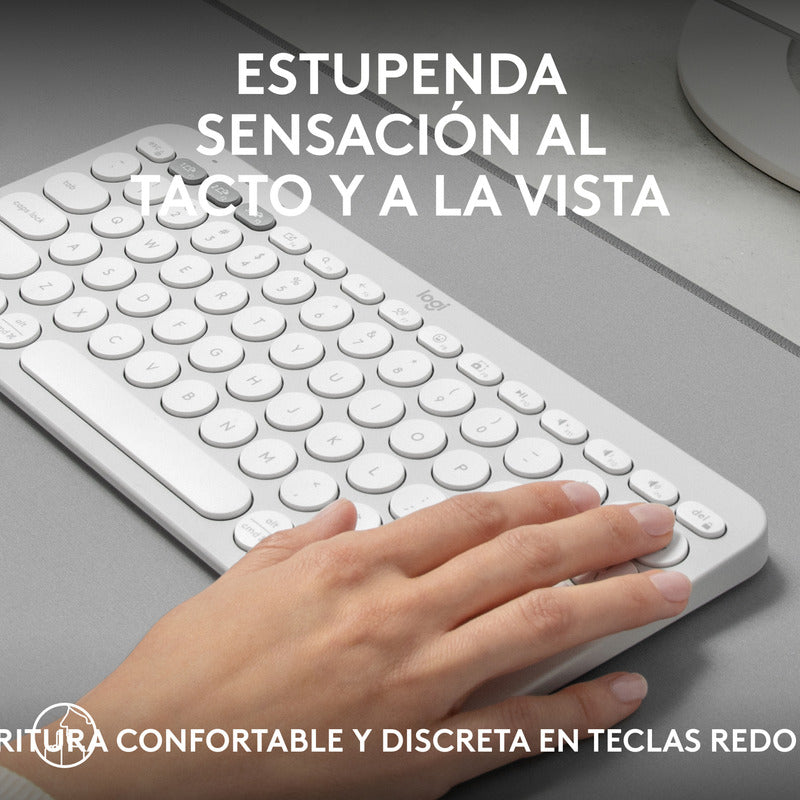 Combo Logitech Bluetooth: Teclado K380s + Mouse M196, Blanco
