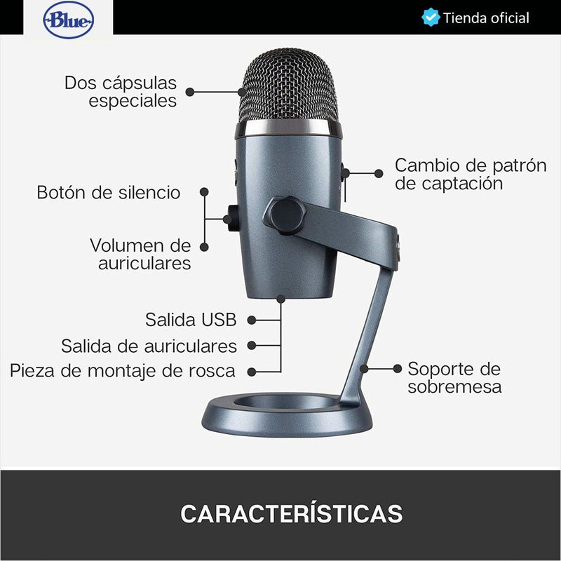 Blue Yeti Nano, Micrófono Usb Premium, Grabación / Streaming