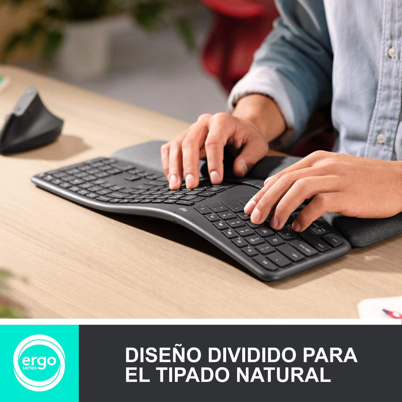 Logitech Combo Ergonómico: Teclado K860 + Mouse Mx Vertical