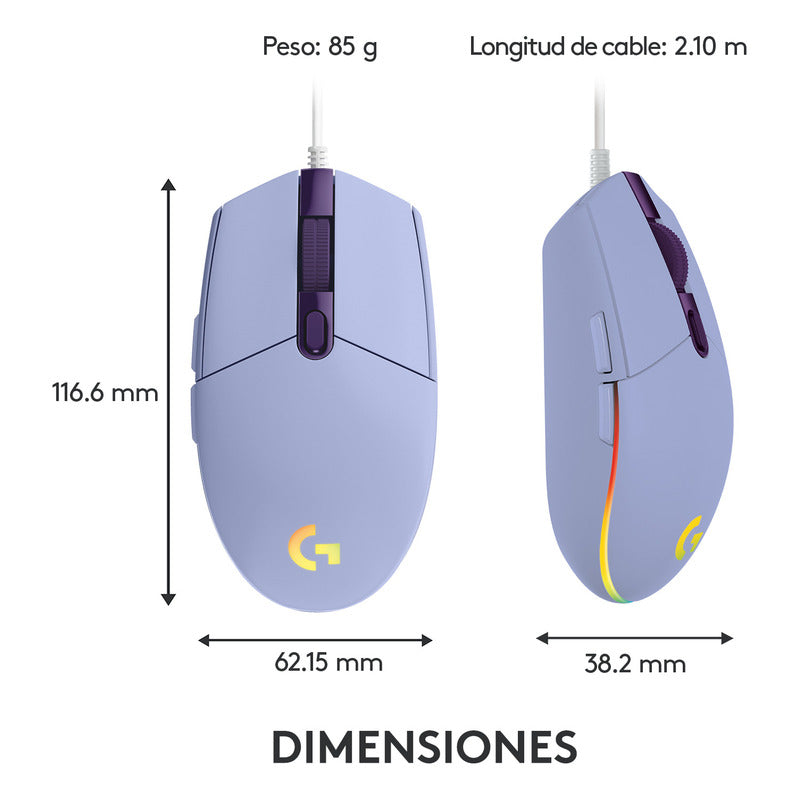 Mouse Gamer Logitech G203 Lightsync Rgb / 8000dpi - Lila