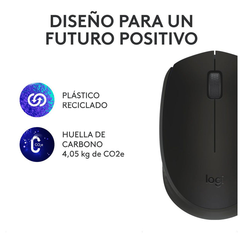 Mouse Inalámbrico Logitech M170, Portátil, Win Mac Negro