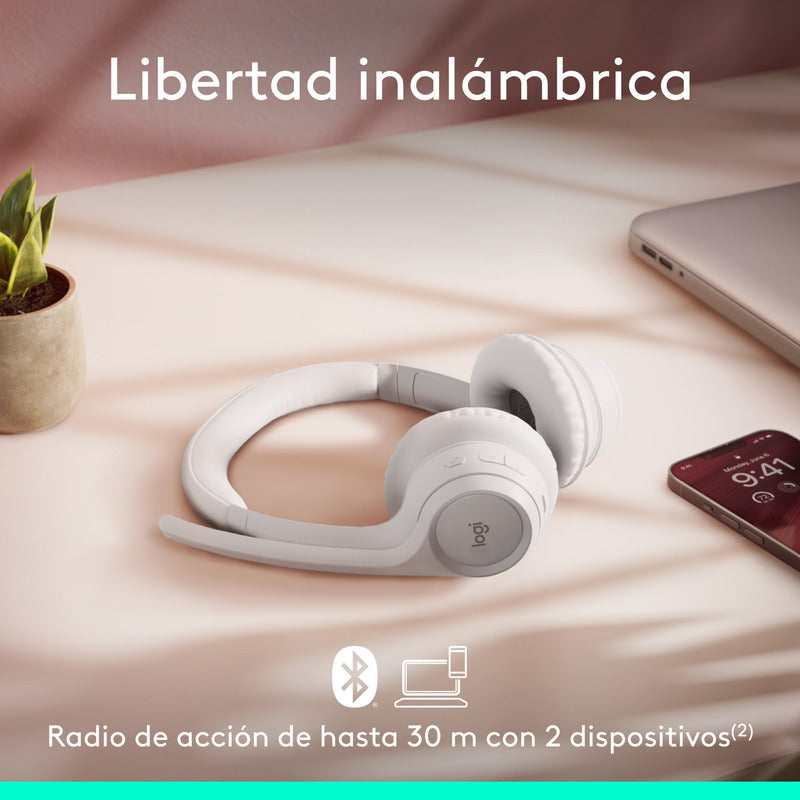Auriculares Inalámbricos Bluetooth Logitech Zone 300 con Micrófono, Blanco + Obsequio Soporte para Diadema