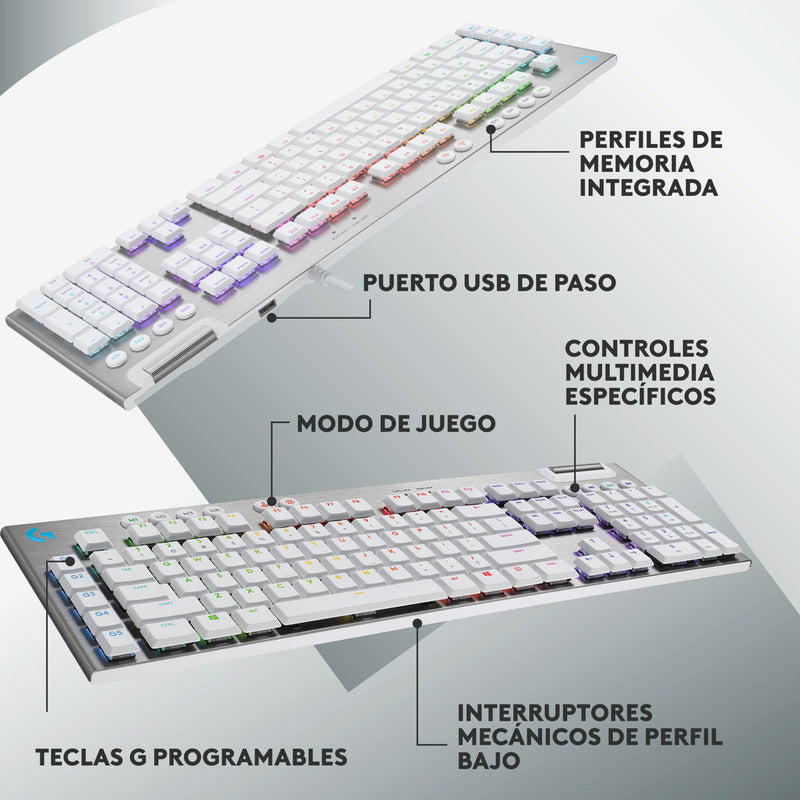 Teclado Gamer Mecánico Lightsync Rgb - Logitech G815 Blanco