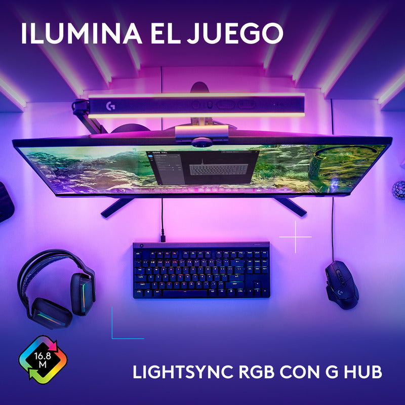 Teclado Gamer Mecánico Logitech G515 TKL de Perfil Bajo con RGB LIGHTSYNC - Negro + Mouse Pad Gamer Logitech G640 Tela Grande 400x460mm - Negro