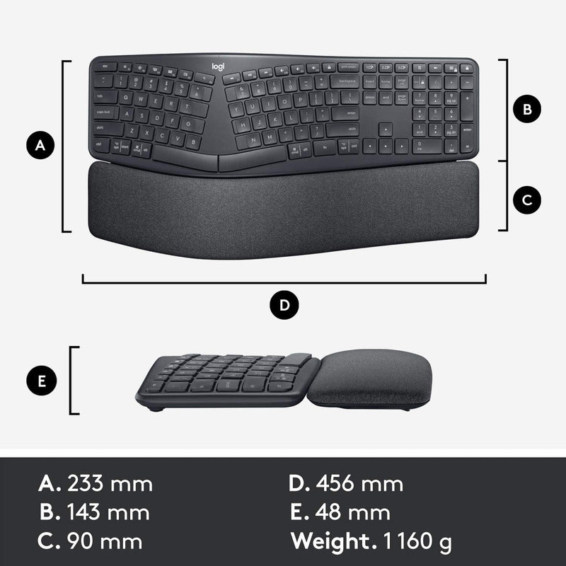 Teclado Dividido Ergonómico Inalámbrico Logitech Ergo K860