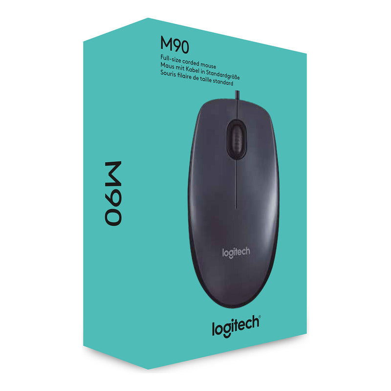 Mouse Usb Con Cable Logitech M90, Cómodo Diseño Ambidiestro