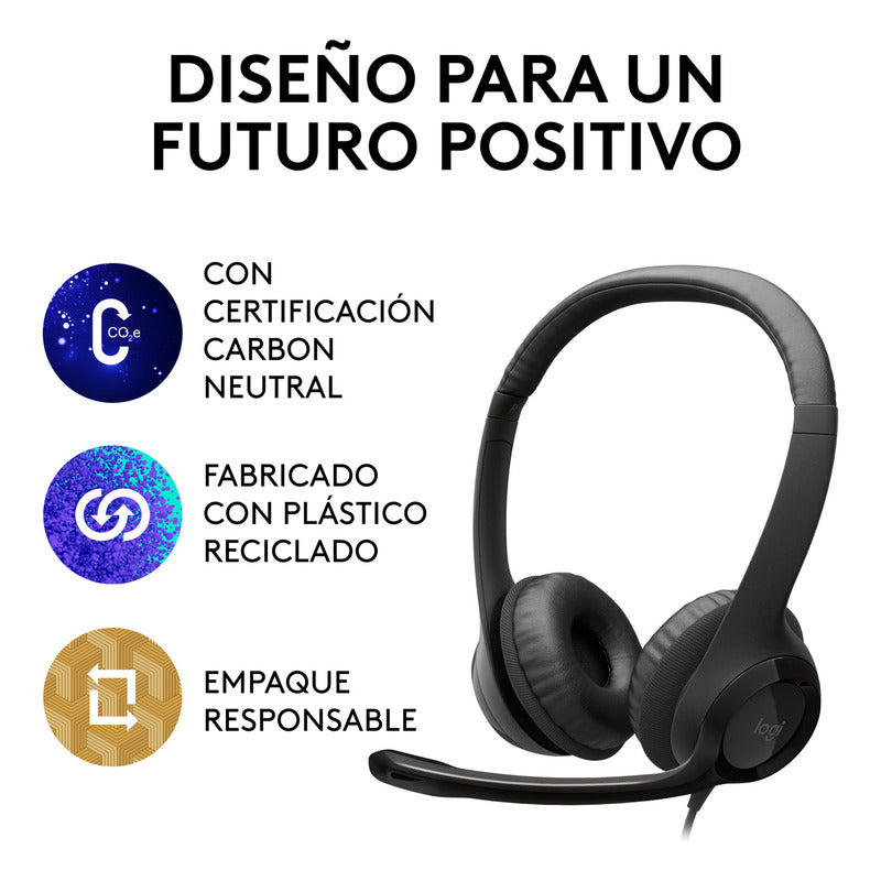Diadema Usb Logitech H390, Mic Sin Ruido Y Controles Cable