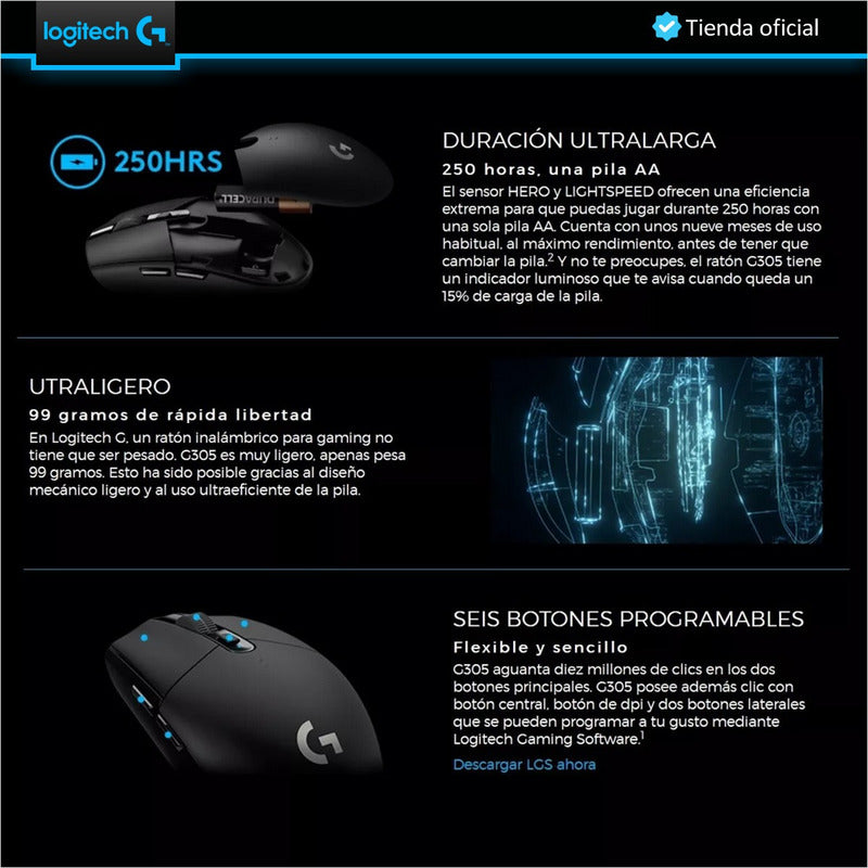 Logitech Diadema Gamer G435 Inalámbrica + Mouse Gamer G305 N