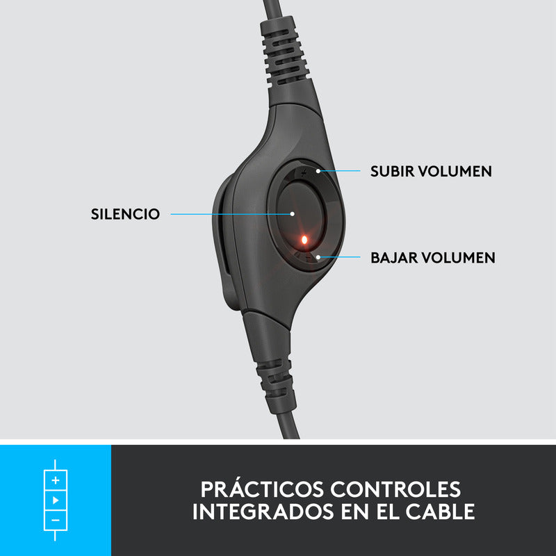 Diadema Usb Logitech H390, Mic Sin Ruido Y Controles Cable