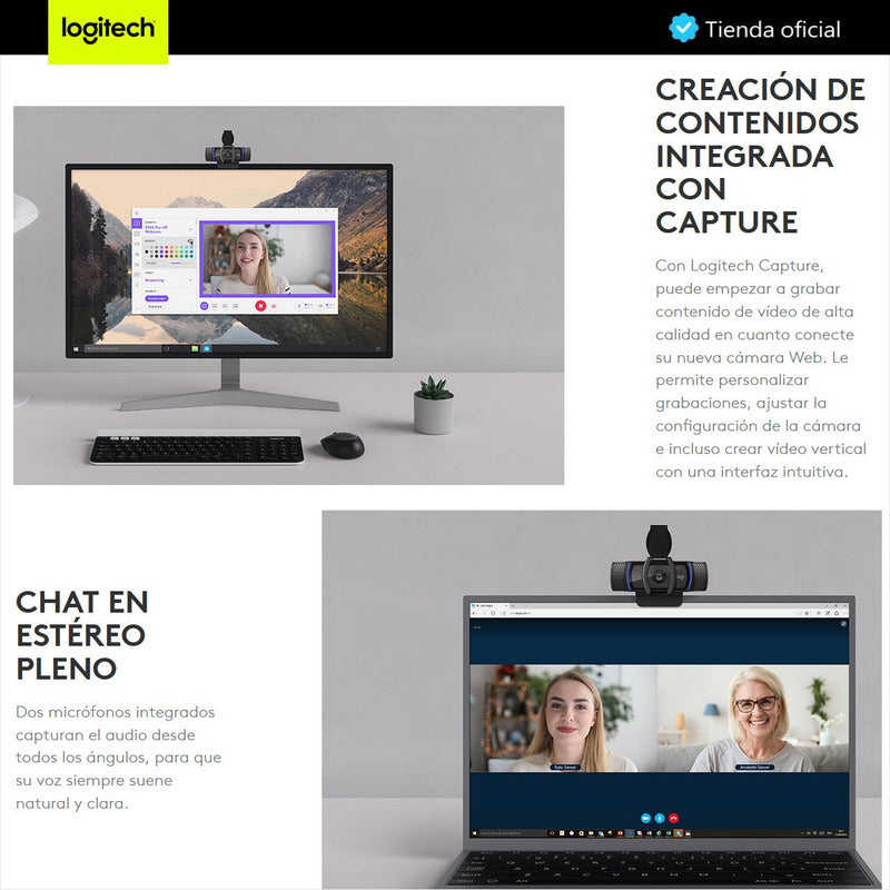 Logitech C920s Pro, Webcam Hd / Videochats Full Hd + Trípode
