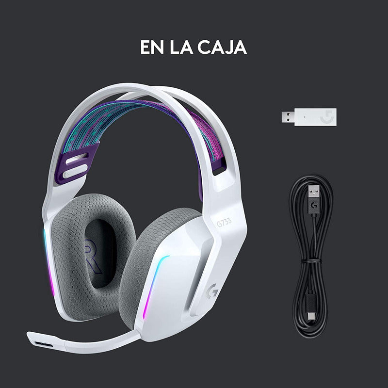 Diadema Gamer Logitech G733, Rgb Inalámbrica / 7.1 - Blanco