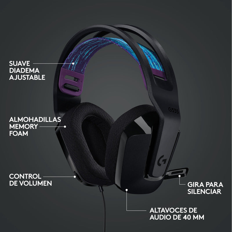 Diadema Gamer Logitech G335, Pc, Ps5, Xbox / Color & Confort
