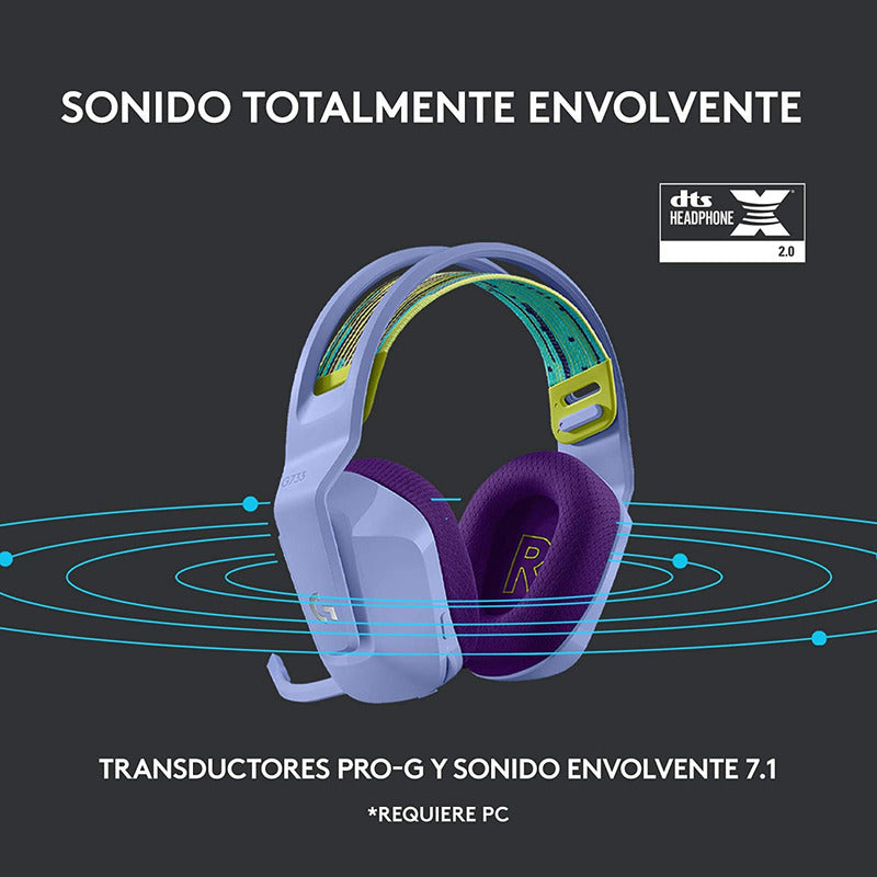 Diadema Gamer Logitech G733, Rgb Inalámbrica / 7.1 - Lila