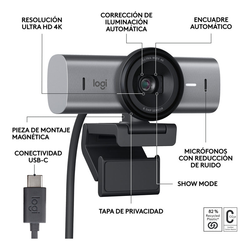 Cámara Web Logitech Para Colaboración Mx Brio Ultra Hd 4k