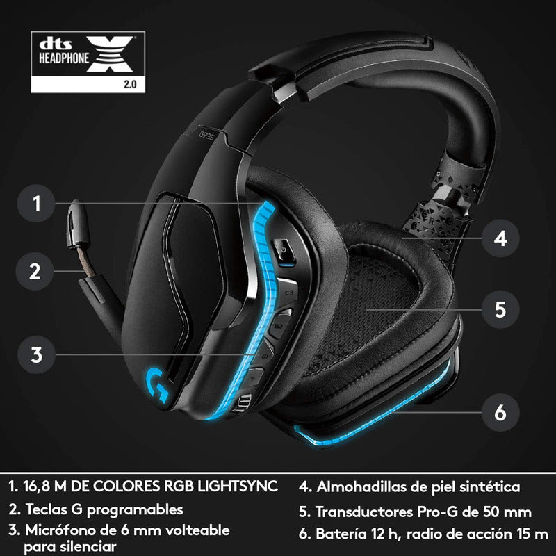 Diadema Gamerlogitech G935, Inalámbrica 7.1 / Rgb Lightsync
