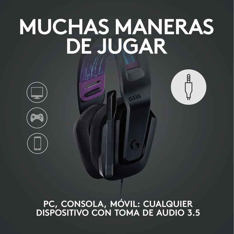 Diadema Gamer Logitech G335, Pc, Ps5, Xbox / Color & Confort