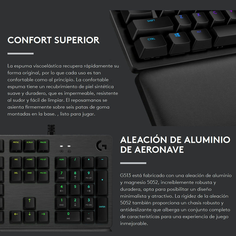 Teclado Gamer Mecánico Logitech G513 Carbón / Lightsync Rgb