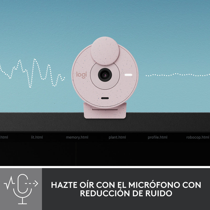 Combo Cámara Web Logitech Brio 300 + Diadema H390 Usb Rosa