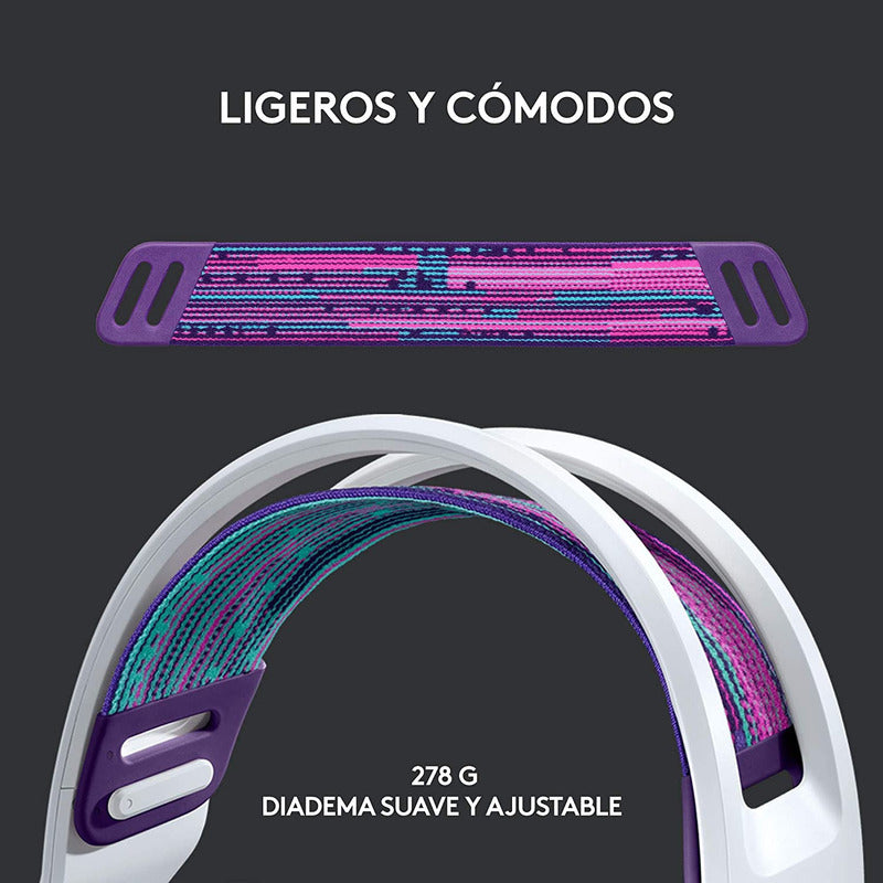 Diadema Gamer Logitech G733, Rgb Inalámbrica / 7.1 - Blanco