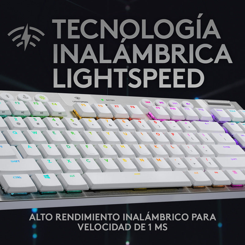 Teclado Gamer Logitech G915 Tkl, Mecánico Inalámbrico Blanco