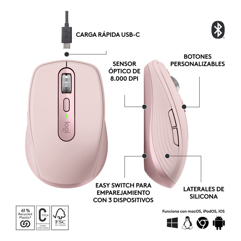 Combo Logitech Teclado Mx Keys Mini + Mouse Mx Anywhere 3s