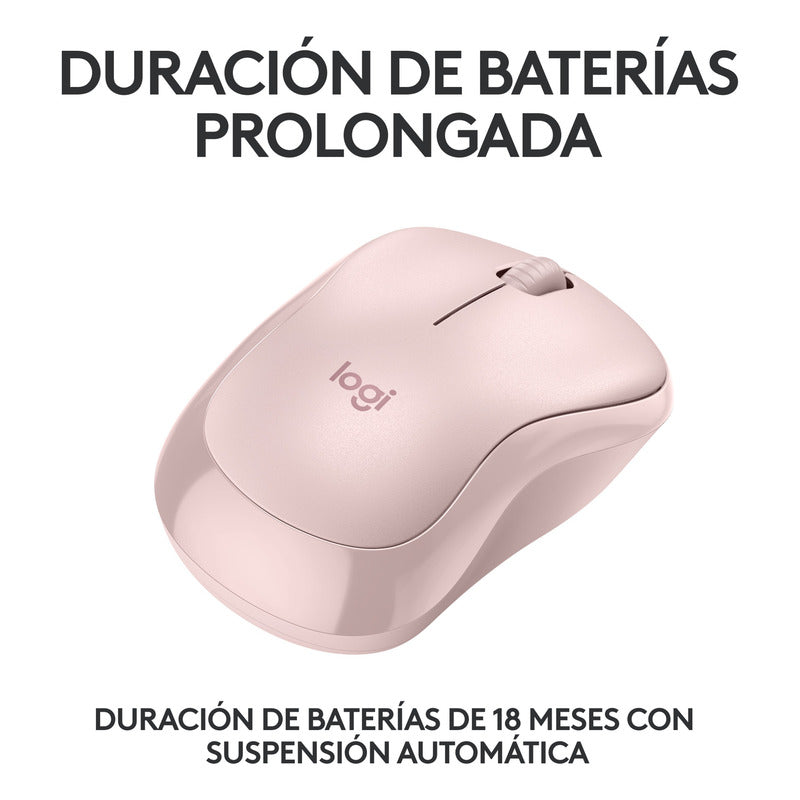 Mouse Bluetooth Logitech M240 Silent con clics 90% más silenciosos, Rosa
