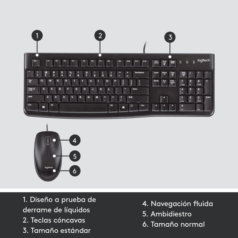 Combo Teclado Y Mouse Usb Plug And Play Logitech Mk120
