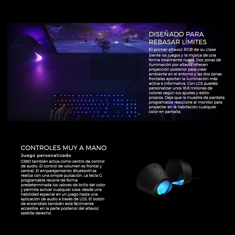 Parlantes Gamer Logitech G560 Lightsync, 2.1 Iluminación Rgb