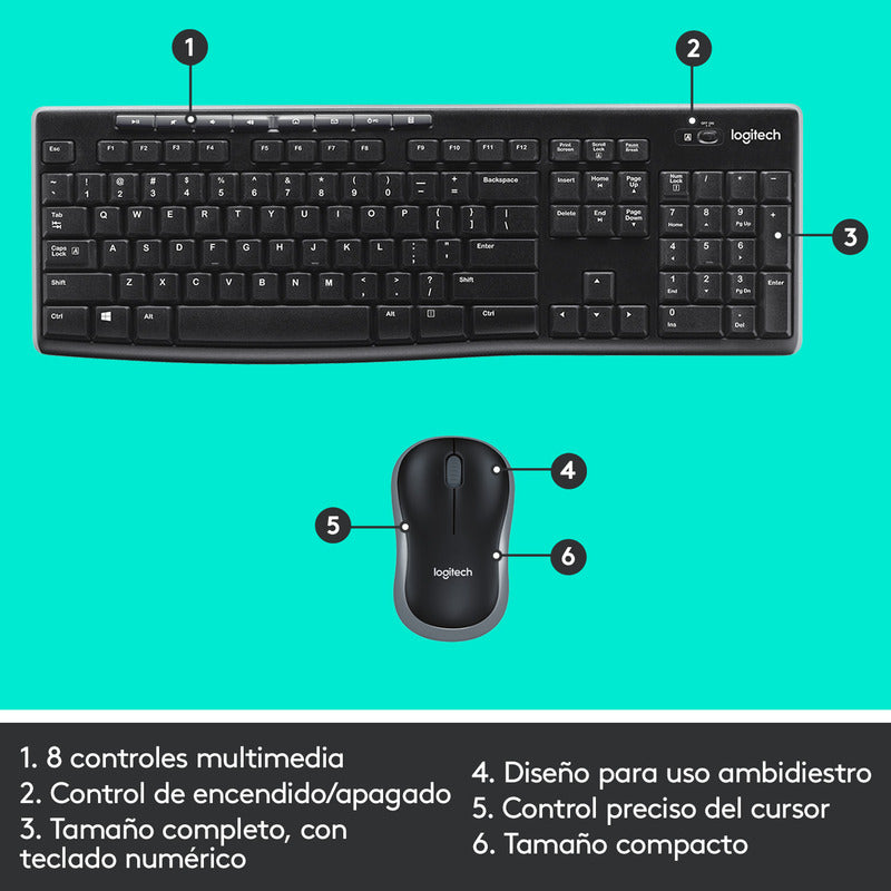 Combo Inalámbrico Logitech Mk270, Teclado Multimedia Y Mouse