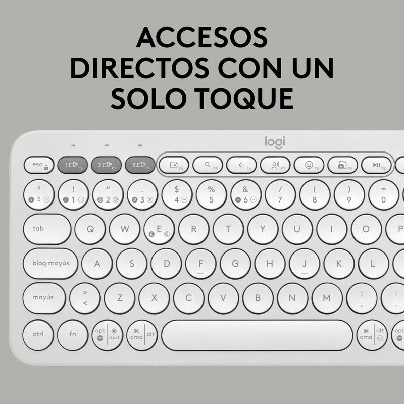 Combo Logitech Bluetooth: Teclado K380s + Mouse M196, Blanco