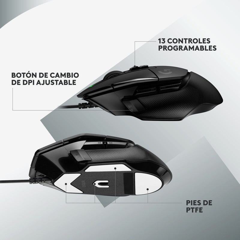 Mouse Gamer Logitech G502 X, Switches Lightforce / Hero 25k