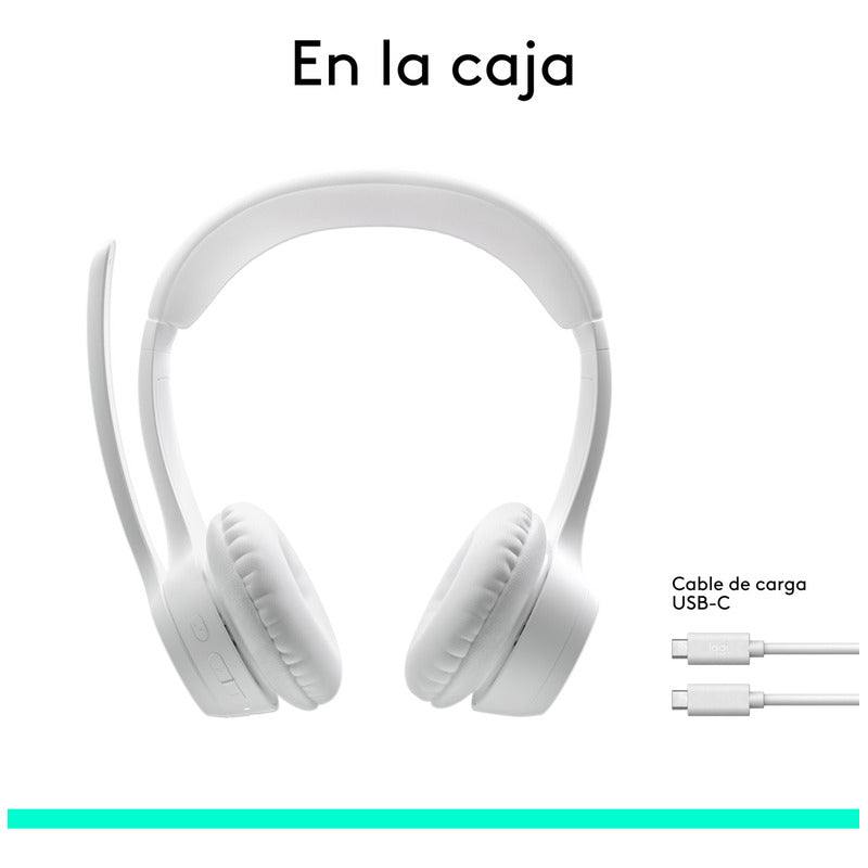 Auriculares Inalámbricos Bluetooth Logitech Zone 300 con Micrófono, Blanco + Obsequio Soporte para Diadema