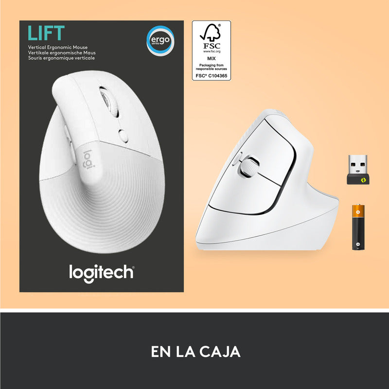 Mouse Ergonómico Logitech Lift Vertical Avanzado, Blanco