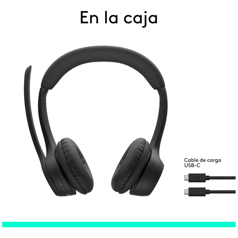 Auriculares Inalámbricos Bluetooth Logitech Zone 300 con Micrófono, Negro + Obsequio Soporte para Diadema