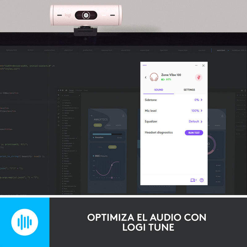 Diadema Profesional Bluetooth Logitech Zone Vibe 100 Rosa + Obsequio Soporte para la Diadema