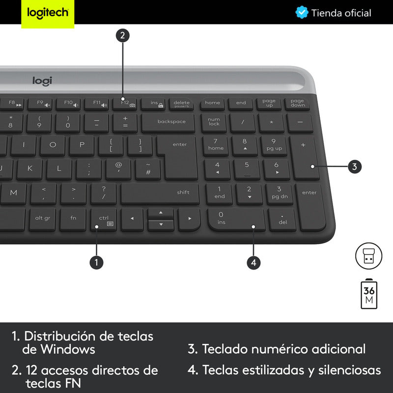 Combo Inalámbrico Logitech Mk470 + Pad Mouse Studio Series