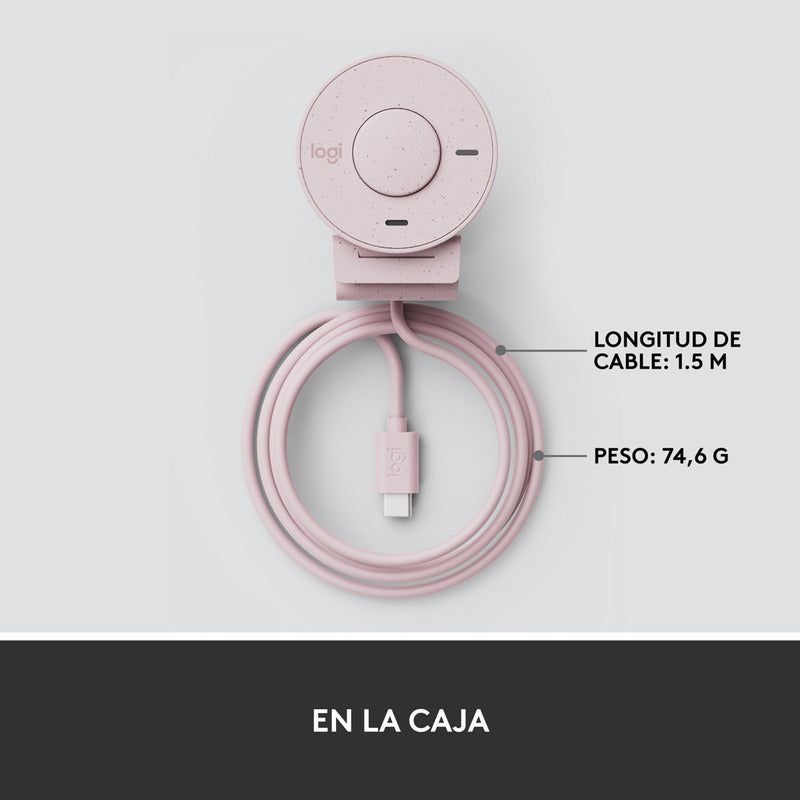 Webcam Logitech Brio 300 Full Hd 1080p Rightlight 2, Rosa