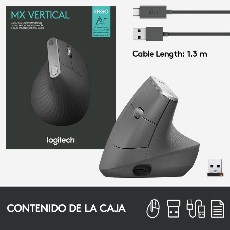 Mouse Ergonómico Avanzado Recargable Logitech Mx Vertical