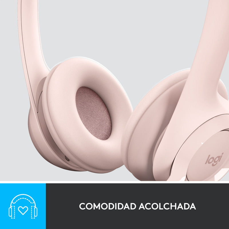 Diadema Usb Logitech H390, Mic Sin Ruido Y Controles, Rosa