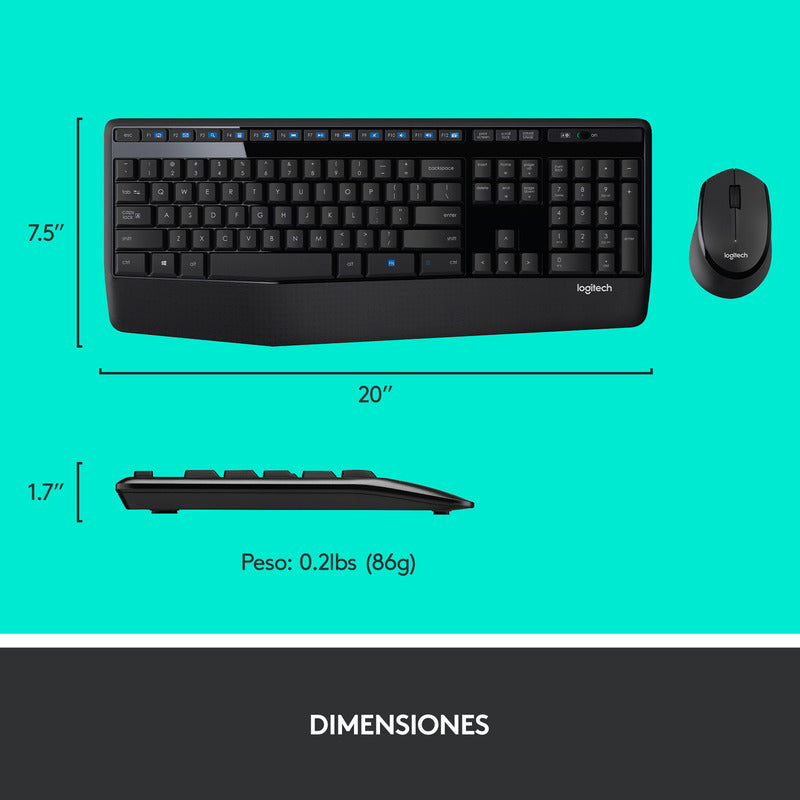 Combo Inalámbrico Logitech Mk345, Teclado Multimedia Y Mouse