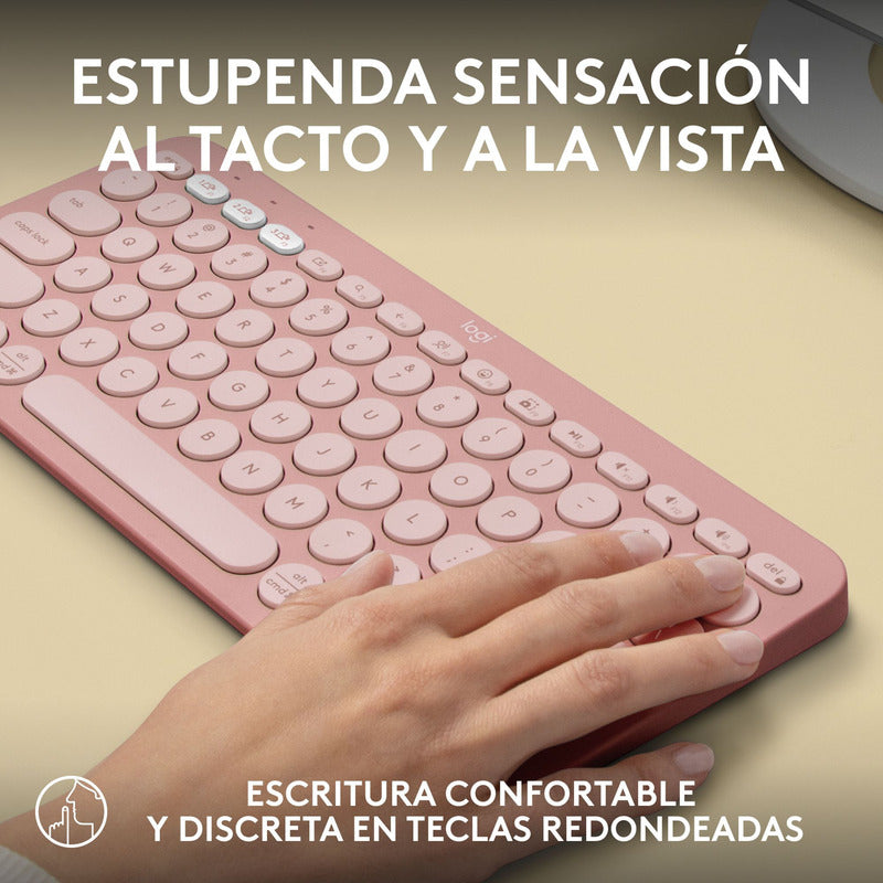 Combo Logitech Bluetooth: Teclado K380s + Mouse M196, Rosa