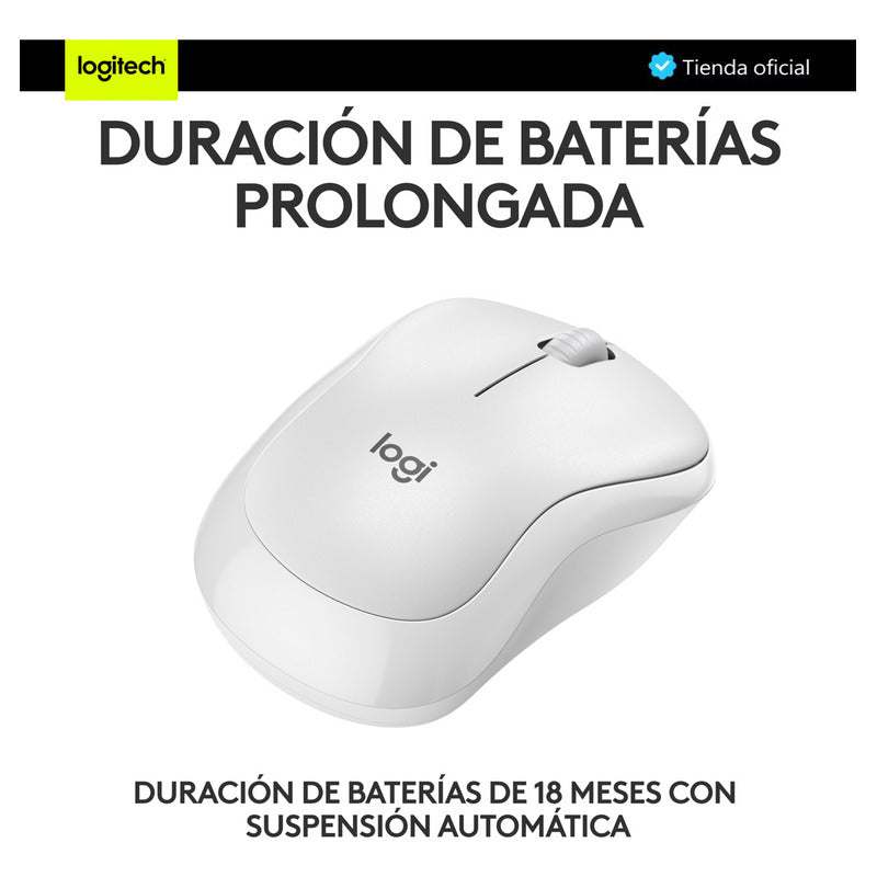 Mouse Bluetooth Logitech M240 Silent con clics 90% más silenciosos, Blanco